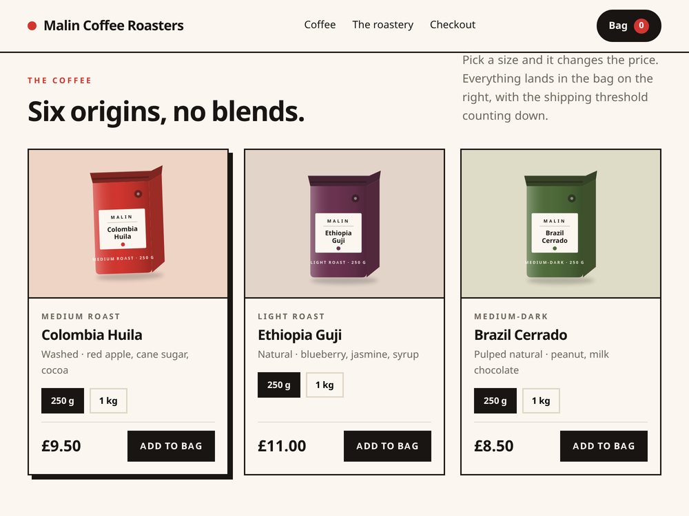 Malin Coffee Roasters online shop