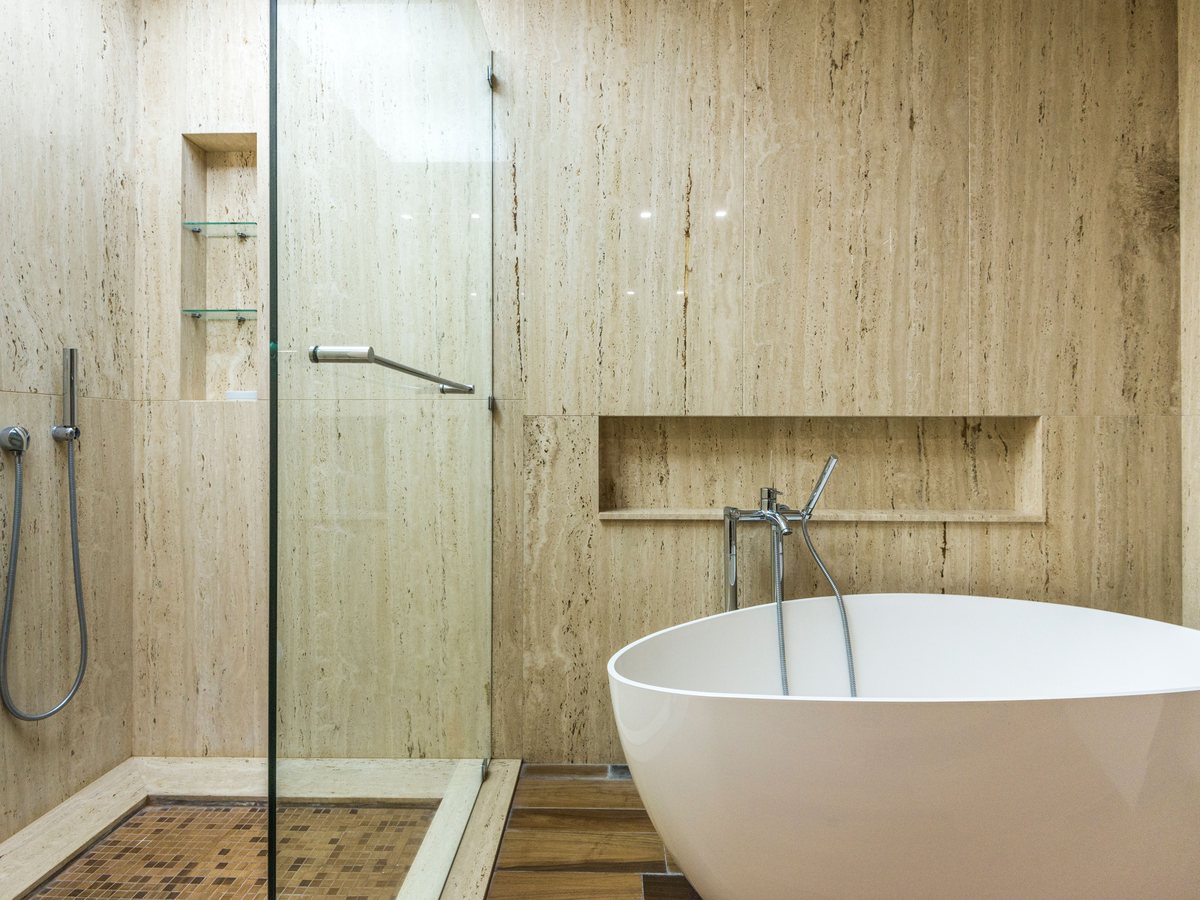 A bathroom in the stone of the house