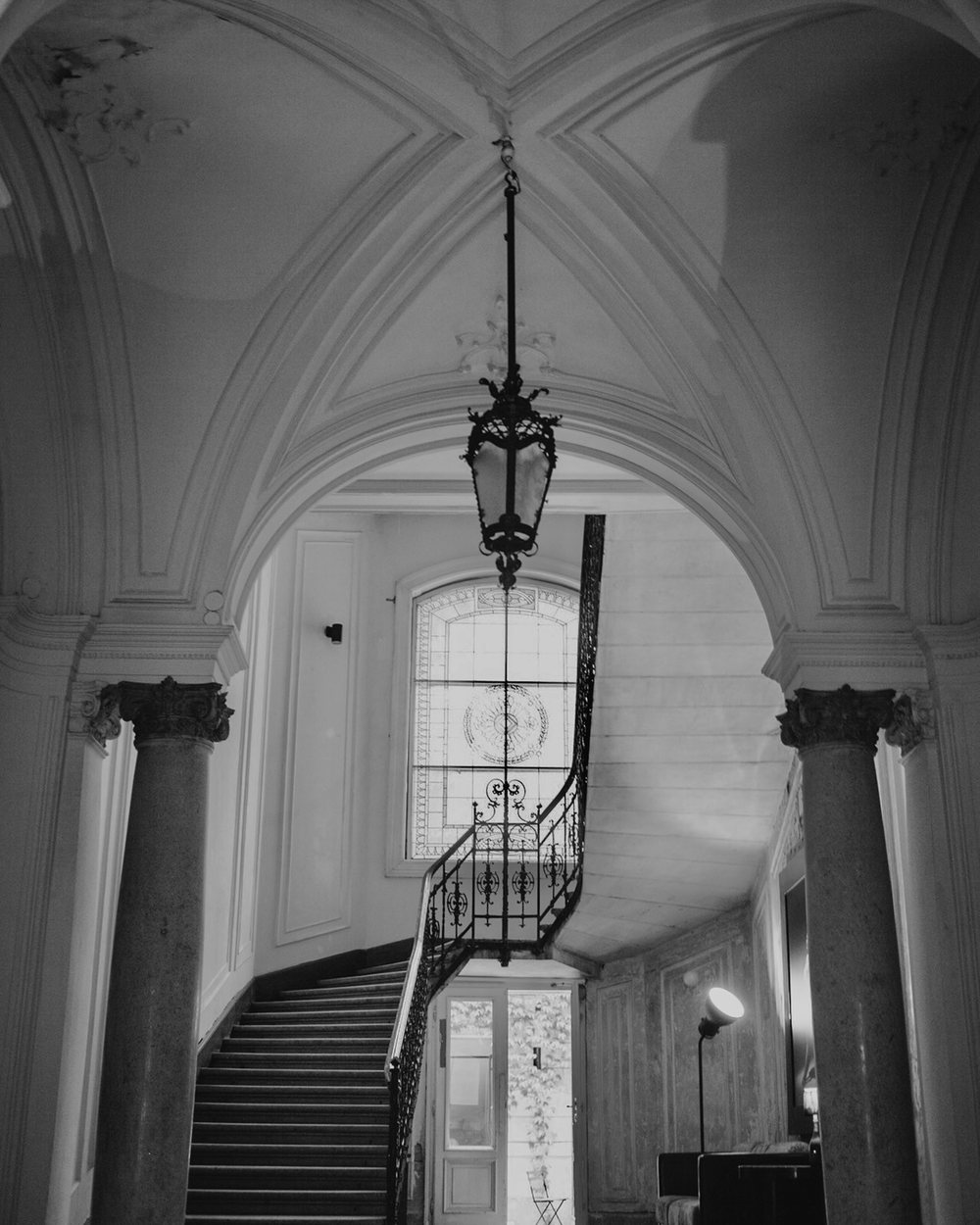 The staircase in the building